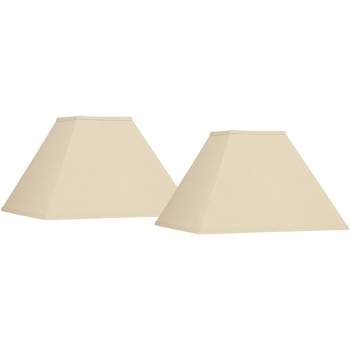Springcrest Set of 2 Square Lamp Shades Neutral Beige Medium 6" Top x 16" Bottom x 10" High Spider Replacement Harp Finial Fitting