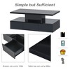 LOVMOR Modern Glossy Coffee Table With Drawer, 2-Tier Rectangle Center Table with LED lighting for Living room - 4 of 4