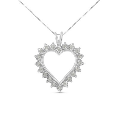 Haus of Brilliance Silver 1/4 Cttw Miracle Set Diamond Open Heart Pendant Necklace