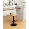 MAYEERTY Round Storage Bar Stools Set of 2 - Khaki Faux Leather, Height Adjustable, 360¡ã Swivel, Armless Metal Frame for Kitchen/Dining - 4 of 4