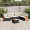vidaXL 7 Piece Patio Sofa Set with Cushions Black Poly Rattan - Black and Cream With Table - 2 of 4