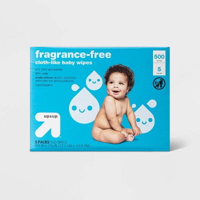 Fragrance Free Cloth-like Baby Wipes - 5pk/500ct Total - up & up™