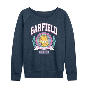 Women's - Garfield - Collegiate Lightweight French Terry Wide Neck Long Sleeve Shirt - 1 of 4