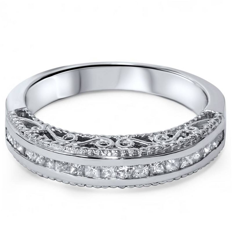 Pompeii3 1/2ct Princess Cut Vintage 14K Diamond Anniversary Ring, 2 of 5