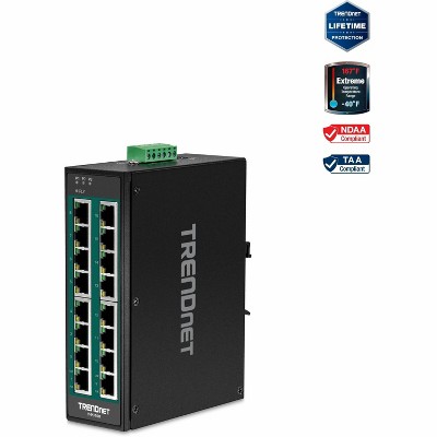 TRENDnet 16-Port Industrial Gigabit PoE+ Switch TI-PG160