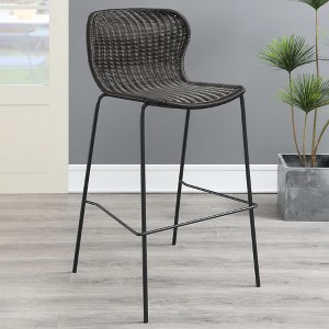 Faux Rattan and Metal Bar Stools (Set of 2), Sleek and Durable Design for Kitchen or Home Bar - 1 of 4