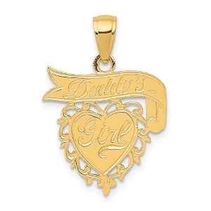 Black Bow Jewelry 14k Yellow Gold Daddy's Girl Heart and Banner Pendant, 18mm - 1 of 4