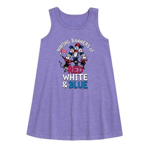 - Dr. Seuss - Cat in the Hat Waving Banners of Red, White and Blue Graphic Sleeveless Aline Dress - 1 of 3