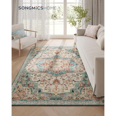 5x7 FT Vintage Traditional Area Rug - Non-Slip Low Pile Carpet, Soft Machine Washable Home Decor