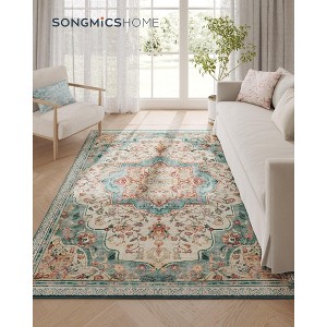 5x7 FT Vintage Traditional Area Rug - Non-Slip Low Pile Carpet, Soft Machine Washable Home Decor - 1 of 4