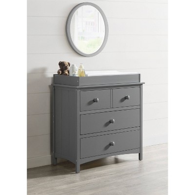 Dove Gray Nursery Dresser with Extra Deep 3 Drawers