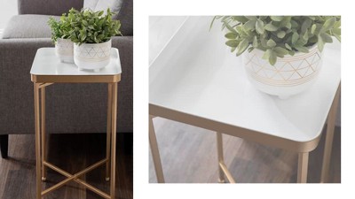 Navy Blue and Gold Metal Tray Accent Table