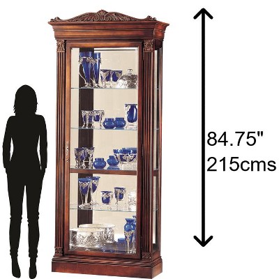 Embassy Cherry Traditional Lighted Curio Cabinet with Beveled Glass