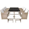 vidaXL Outdoor Dining Set Grey/Beige Powder-Coated Steel, PE Rattan, Glass - 3 of 4