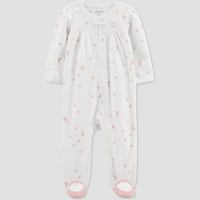 Carter's Just One You®️ Baby Girls' Angel Footed Pajama - White/Pink Newborn