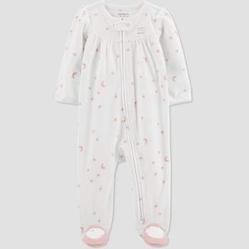 Carter's Just One You®️ Baby Girls' Angel Fleece Footed Pajama - White/Pink