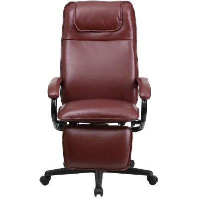 Burgundy High-Back LeatherSoft Swivel Executive Chair with Footrest