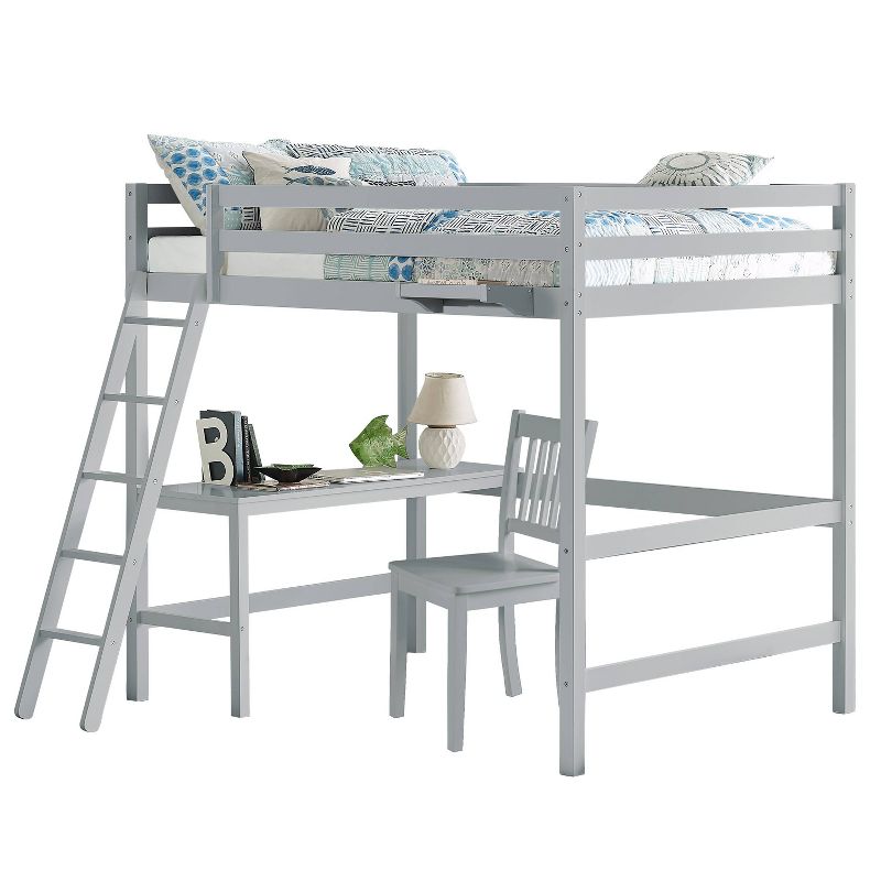 Full Caspian Kids&#39; Loft Bed with Chair and Hanging Nightstand Gray - Hillsdale Furniture, 1 of 10