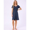 INSPIRE CHIC Women's Short Sleeve Button Down Crewneck Night Dress - 2 of 4