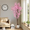 KWPZQEB 6' Artificial Peach Blossom Tree, Fake Pink Cherry Blossom Tree, Lifelike Decorative Plant with Black Plastic Pot for Indoor, Outdoor, Garden - 2 of 4