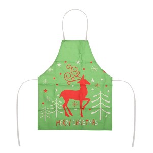 Unique Bargains Christmas Aprons Linen Red Green Beige White 21.65"x26.77" 1 Pcs - 1 of 4