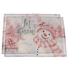 Unique Bargains Christmas Place Mats Flax Pink White 11.8"x17.7" 2 Pcs - 1 of 4