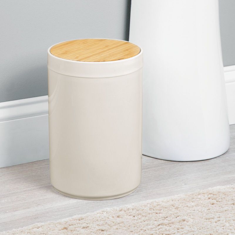 mDesign Plastic Round Trash Can Small with Swing-Close Lid, 2 of 7