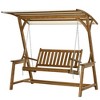 Outsunny 2 Seater Porch Swing with Canopy, Wooden Patio Swing Chair, Outdoor Swing Seat Loveseat - 4 of 4