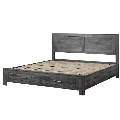 King Rustic Eastern Wooden Bed With, Gray King Bed With Storage