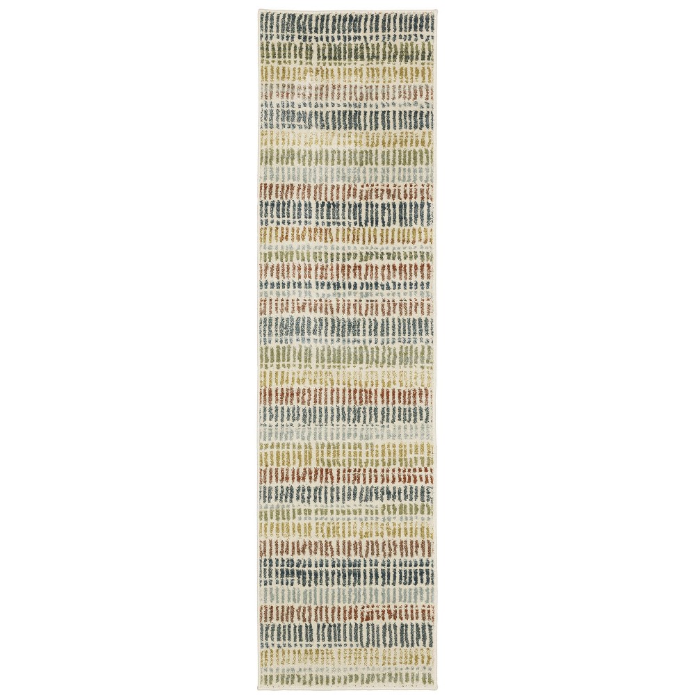  Bryant Distressed Striped Indoor Area Rug Ivory