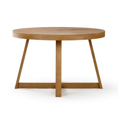 47" Pecan Wirebrush Solid Wood Round Farmhouse Dining Table