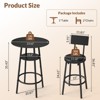 Zevemomo 3 Pieces Round Bar Table Set, Small Dining Table for 2, with Storage,2 Thickened Cushion Stools with Backrest for Dining Room & Bistro-Black - 2 of 4