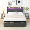 NicBex Queen Upholstered Bed Frame with LED Lights and Charging Station,Metal Platform Bed with 2 Drawers,No Box Spring Needed,Easy Assembly,Black - 2 of 4