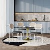 LeisureMod 5-PC Dining Set - 36" Round Dining Table Black MDF Top & Gold Base, 4 Velvet Dining Chairs in White Steel Legs - 2 of 4