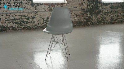 Modern Black Plastic Accent Chair with Chrome Geometric Base
