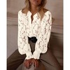 Coolmee Women's Dressy Casual Lace Blouse Long Sleeve Button Up Shirts Tops Spring Fall  Clothes - 2 of 3