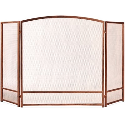 Best Choice Products 54.25x30.25in 3-Panel Steel Mesh Fireplace Screen, Spark Guard w/ Rustic Worn Finish