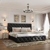 Homhougo Full Size Bed Frame with 4 Storage Drawers, Upholstered Platform Bed Frame with Adjustable Headboard, Diamond Stitched Button Tufted, Grey - 3 of 4