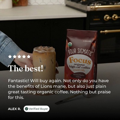 Four Sigmatic Organic High Caffeine Dark Roast Ground Coffee with Lion's Mane Mushroom and Yacon - 10oz