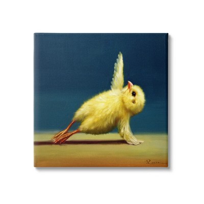 Stupell Cute Yellow Chick Stretching Yoga Gallery Wrapped Canvas Wall Art