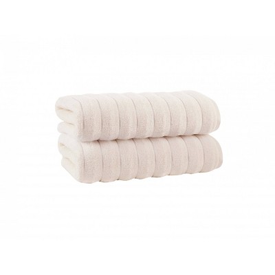 2pc Vague Turkish Cotton Bath Sheet Set Cream - Enchante Home