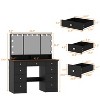 Famapy 43"W Large Vanity Table 9-Drawer Vanity Set with Crystal Pulls and Versatile Mirror Lighting - 4 of 4
