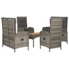 vidaXL Garden Dining Set Gray PE rattan Adjustable Armrests - 3 of 4
