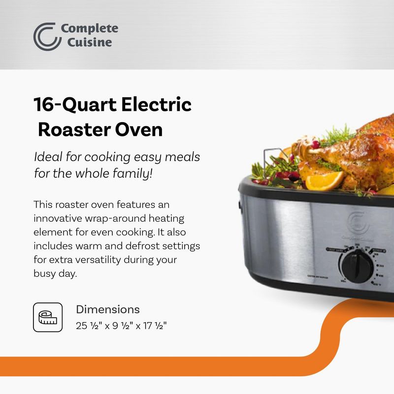 Complete Cuisine CC-R-1000-16QT 16-Quart Oval Roaster Oven, 2 of 6