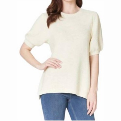 Women's Puff Sleeve Band Neck Hi-Lo Sweater - Multiples