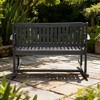 2-Person Acacia Wood Patio Rocking Loveseat with Armrests, Slatted Seat and Backrest, Outdoor Rocker Bench for Porch or Garden - 4 of 4
