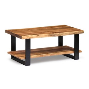 Alpine Live Edge Wood Coffee Table Natural - Alaterre Furniture: Acacia Sofa Table, Metal Legs, Rectangular - 1 of 4