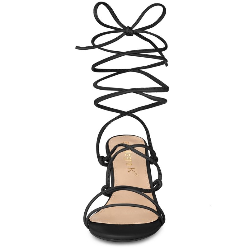 Allegra K Women's Lace Up Strappy Stiletto Heel Sandals, 4 of 7