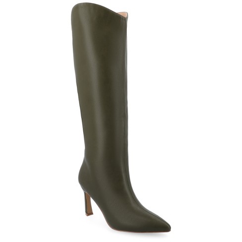 Journee Collection Womens Rehela Tru Comfort Foam Pull On Stiletto Heel  Boots, Olive 11 : Target