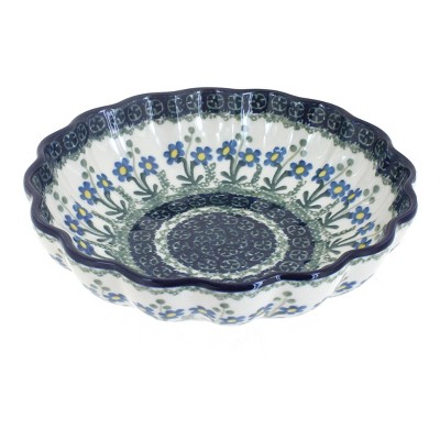 Blue Rose Polish Pottery Blue Posy Medium Scallop Dish